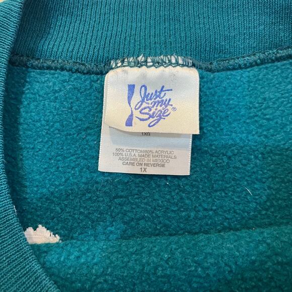 Just My Size Quilt Heart Sweater Vintage 1X - Picture 7 of 7